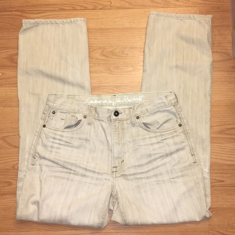 Claiborne by John Bartlett 100% Cotton Tan Straight Leg Jeans. 34” x 32”